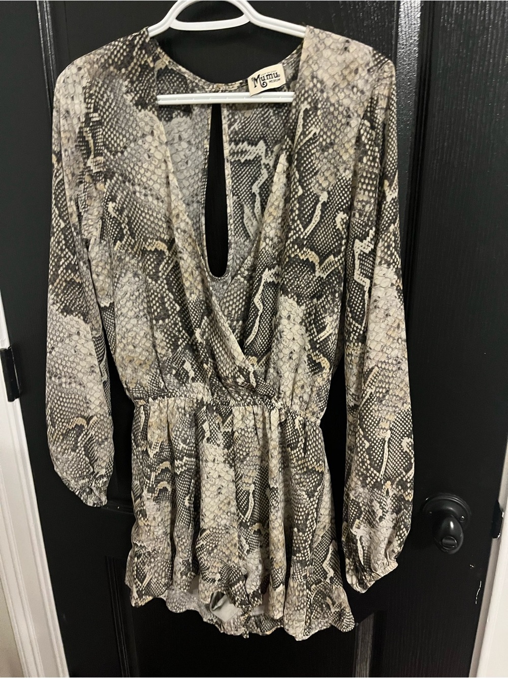 Show Me Your MuMu Snake Print Rocky Romper low cut with open back